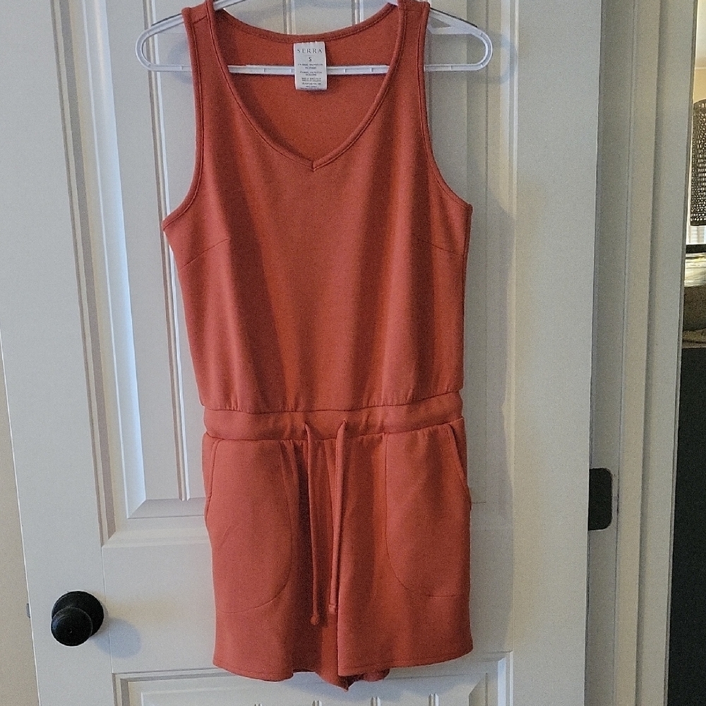 Serra Orange Sleeveless Jumpsuit with Adjustable Waist